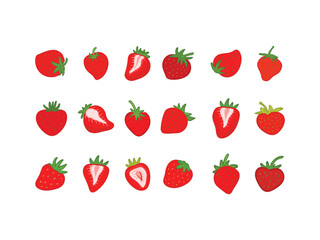 set of strawberries illustration cartoon vector