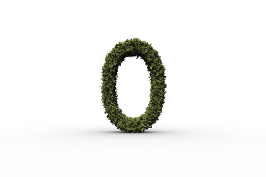Digital png illustration of zero or letter o of leaves on transparent background
