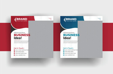 Business social media post design template and digital marketing webinar