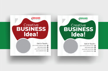 Business social media post design template and digital marketing webinar