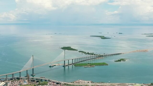 Top view of Bridge linking Cebu city and Cordova. Cebu Cordova Link Expressway. Philippines.