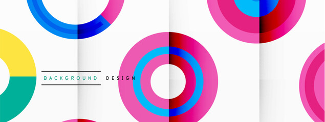 Obraz premium Vibrant and eye-catching vector background featuring a grid of colorful circles arranged in a patterned composition, perfect for modern and trendy designs