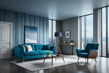 modern living room with blue furniture modern bedroom green empty room authentic interior design green background