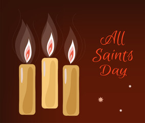 All Saints Day greetings banner, all saints day greeting  vector flat cartoon background