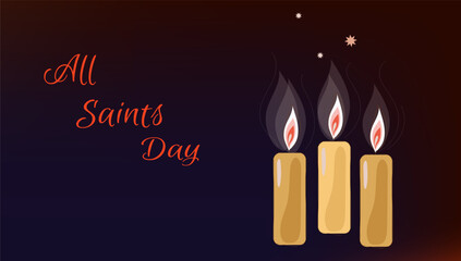 All Saints Day greetings banner, all saints day greeting  vector flat cartoon background - obrazy, fototapety, plakaty