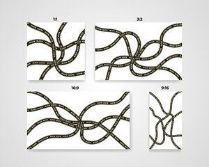 barricade tape with block text for social backgrounds in various resolution scales such as 1:1, 16:9, and 3:2