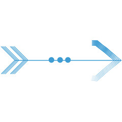 Digital png illustration of decorative blue arrow on transparent background