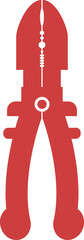 Digital png illustration of red pliers on transparent background