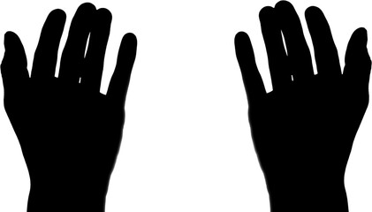 Digital png silhouette illustration of outstretched hands on transparent background
