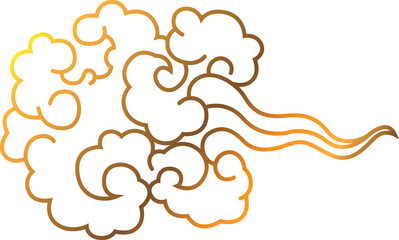 Digital png illustration of decorative cloud or wind design on transparent background