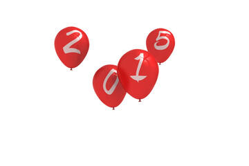 Fototapeta premium Digital png illustration of balloons with 2015 on transparent background
