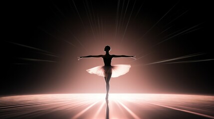 Silhouette of ballet dancer in action