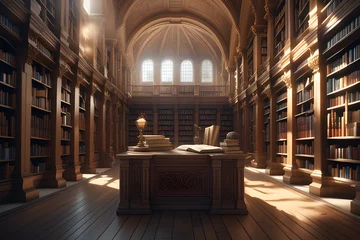 Foto op Plexiglas a dignified library. Generative AI © 경림 이