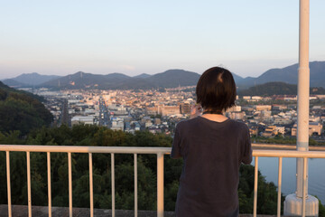 Fototapeta na wymiar 日本の岡山県笠岡市の美しい夜景