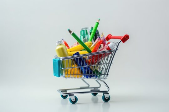 Supermarket sells school supplies. Photo generative AI