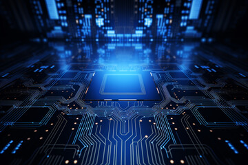 Fototapeta premium Circuit board electronic chips or electrical line engineering technology concept background