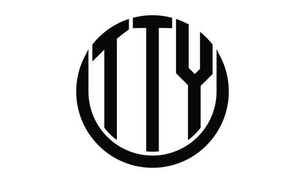 TTY shield in circle logo design vector template. lettermrk, wordmark, monogram symbol on white background.