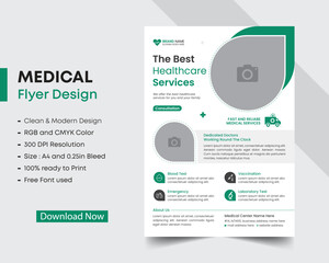 Corporate healthcare and medical flyer design template, medical cover a4 flyer design layout for print