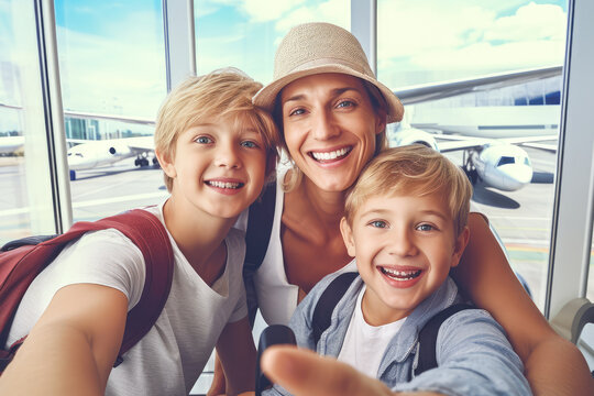 A family traveler selfy at air port