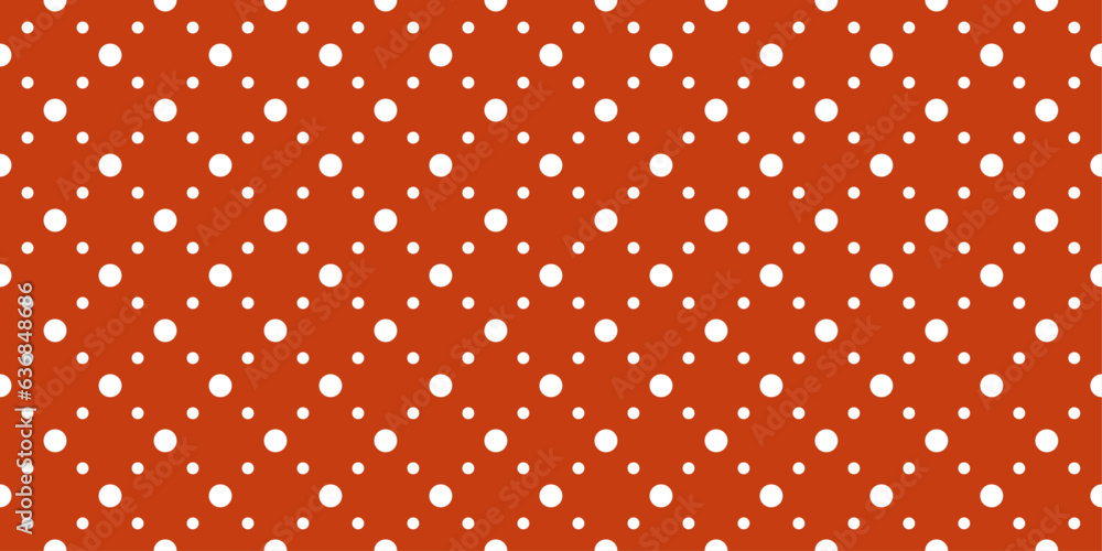Poster Polka dots on a red background. A simple polka with large spruce dots, and a little smaller in between.