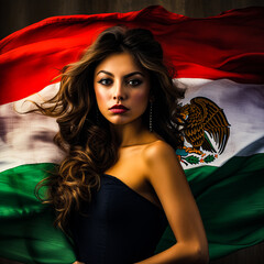 portrait of a woman with Mexican flag