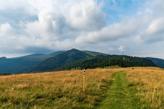 Velka Fatra mountains from hiking trail bellow Ploska hillsummit in Slovakia