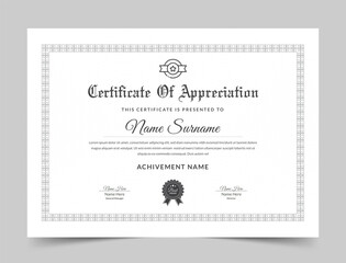 Clean Certificate of Appreciation template. Cool geometric design, certificate of achievement template