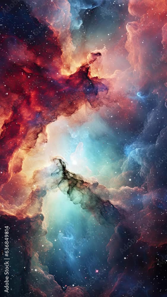 Wall mural an animation of cosmic forces of creation coming together with rotating stars in the background.