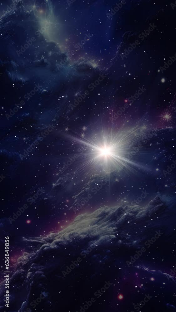 Wall mural an animated push towards a star in a distant nebula.