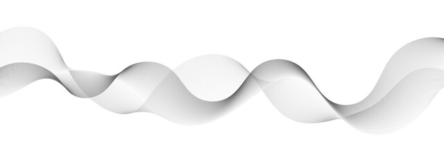 Abstract wavy white and grey curved lines on transparent background. Frequency sound wave lines and technology background, Design for brochure, flyer, banner, template, business wave lines background.