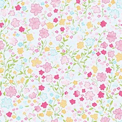 Embroidered seamless pattern of colorful flowers. AI generated.