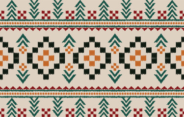 Ethnic abstract ikat art. Aztec ornament print. geometric ethnic pattern seamless  color oriental.  Design for background ,curtain, carpet, wallpaper, clothing, wrapping, Batik, vector illustration.