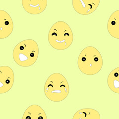 Yellow Egg Mood on Yellow Background Pattern, Tile
