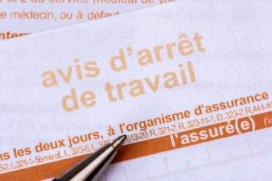 D&eacute;tail d'un formulaire d'arr&ecirc;t de travail de la s&eacute;curit&eacute; sociale fran&ccedil;aise que le m&eacute;decin d&eacute;livre &agrave; un travailleur malade lorsqu'il est en incapacit&eacute; de travailler