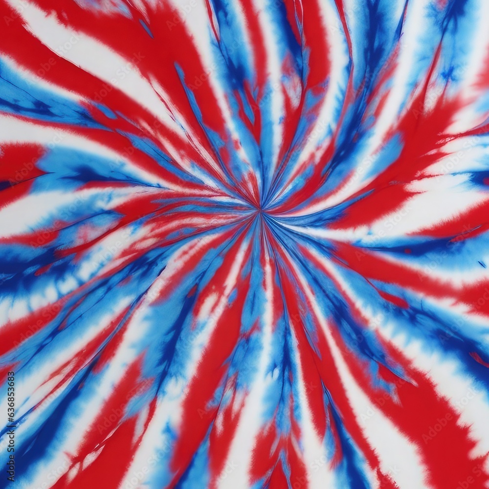 Poster abstract background with blue, red and white stripes in kaleidoscope pattern. generative ai.