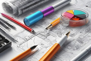 Depiction of business and learning: illustrated diagrams and drawing tools