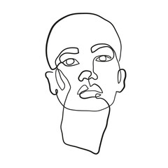 Abstract Woman Head Continuous Line Drawing. Female Face Line Art Drawing. Minimalist Feminine Illustration for Wall Decor, Print, Poster, Social Media. Abstract Woman Face Vector Illustration 