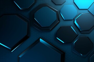 Modern blue tech backdrop with a 3D design. Generative AI