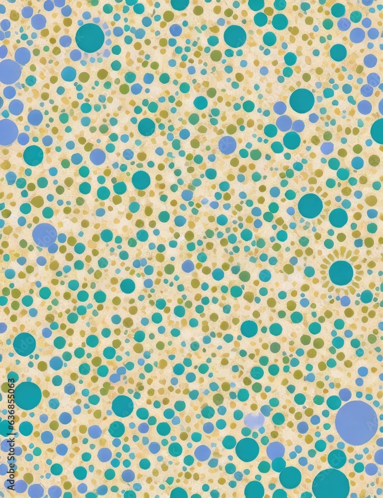 Poster abstract background with circles and dots in beige and blue colors. generative ai.