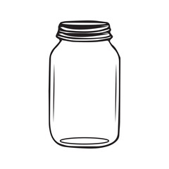 Glass Mason Jar Collect moments not things Ball jar Canning Empty jar with blank label, Hand drawn Glass mason jar outline line art clip art template,Simple flat vector illustration design