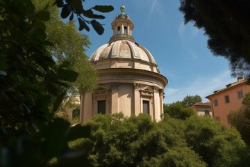 Octagonal dome of Santo Spirito in Sassia monumental complex near Vatican City in Rome, Italy. Generative AI