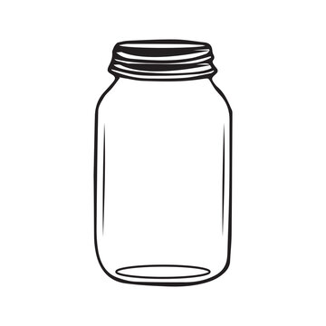recommend clip art: Glass Mason Jar Collect moments not things Ball jar Canning Empty jar with blank label, Hand drawn Glass mason jar outline line art clip art template,Simple flat vector illustration design