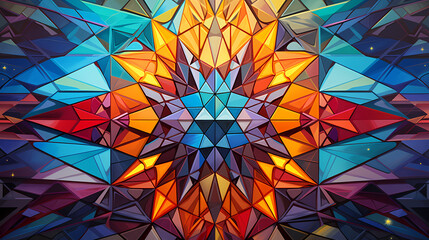 In a kaleidoscope of cool colors, geometric designs evolve autonomously, driven by the heartbeats of advanced AI technologies