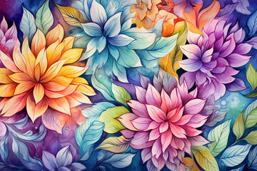 Fototapeta na wymiar Colorful watercolor flower background