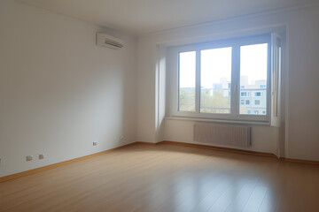 Fototapeta premium wide apartment, room with windows. empty room with window