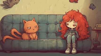 girl with a cat