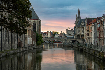 Obraz premium Night view of Ghent