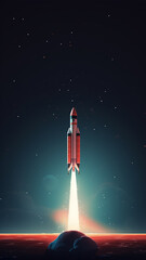 Fototapeta premium vertical rocket takeoff narrow high panoramic computer design graphics internet speed