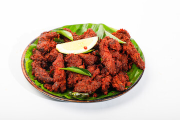 Beef dry fry on isolated White background