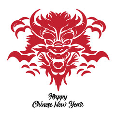 Chinese New Year 2024, the year of the Dragon, red and gold line art characters, simple hand-drawn Asian elements with craft (Chinese translation: Happy Chinese New Year 2024, year of the Dragon)